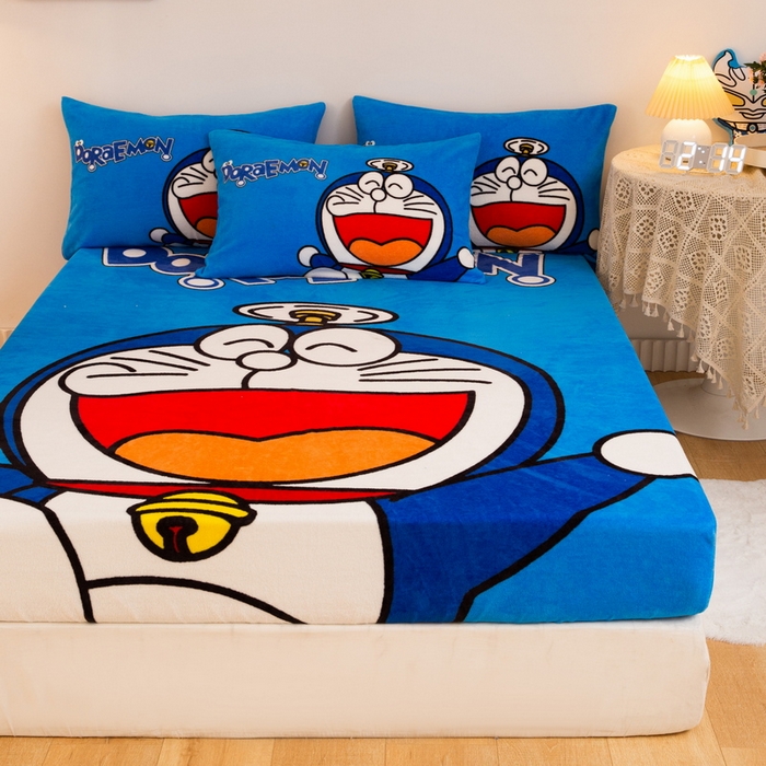 91家纺网 家纺一手货源 找家纺 一电 外贸2025新款卡通珊瑚绒床笠单件床罩冬季加厚牛奶绒床垫保护罩全包床单套 叮当快跑