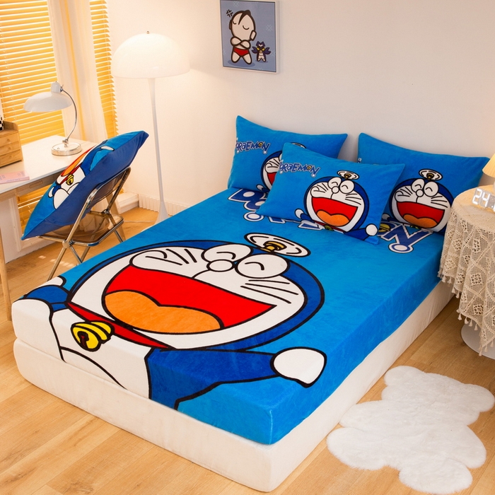 91家纺网 家纺一手货源 找家纺 一电 外贸2025新款卡通珊瑚绒床笠单件床罩冬季加厚牛奶绒床垫保护罩全包床单套 叮当快跑