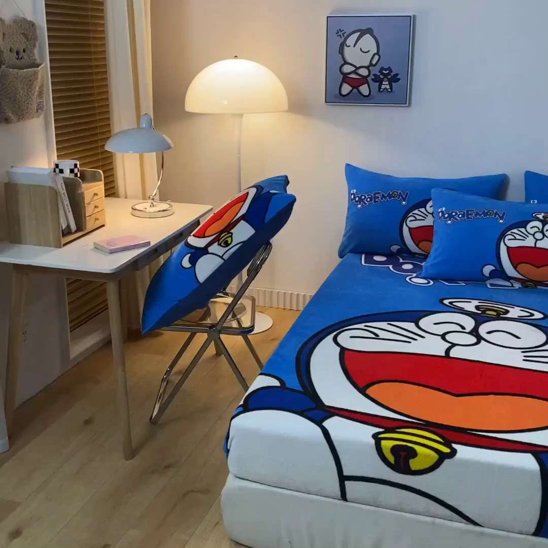 91家纺网 家纺一手货源 找家纺 一电 外贸2025新款卡通珊瑚绒床笠单件床罩冬季加厚牛奶绒床垫保护罩全包床单套 叮当快跑