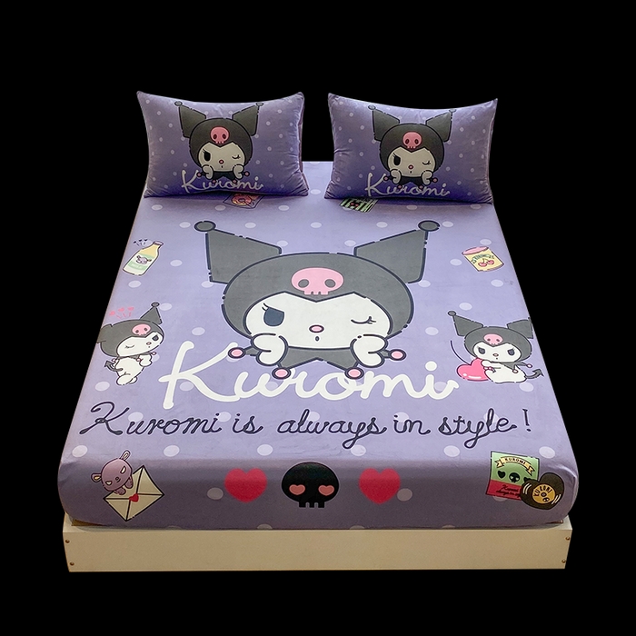 91家纺网 家纺一手货源 找家纺 一电 2025新款跨境电商床笠冬天德芙绒床笠单件加绒加厚绒床罩儿童学生宿舍床垫套床笠罩 圆点库洛米