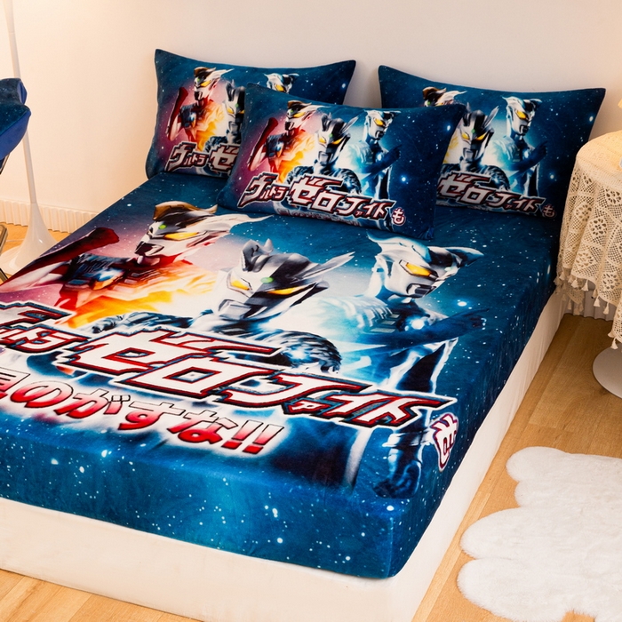 91家纺网 家纺一手货源 找家纺 一电 2025新款卡通珊瑚绒床笠单件床罩冬季加厚牛奶绒床垫保护罩全包床单套-系列二 赛罗