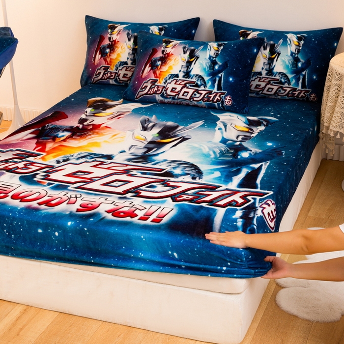 91家纺网 家纺一手货源 找家纺 一电 2025新款卡通珊瑚绒床笠单件床罩冬季加厚牛奶绒床垫保护罩全包床单套-系列二 赛罗