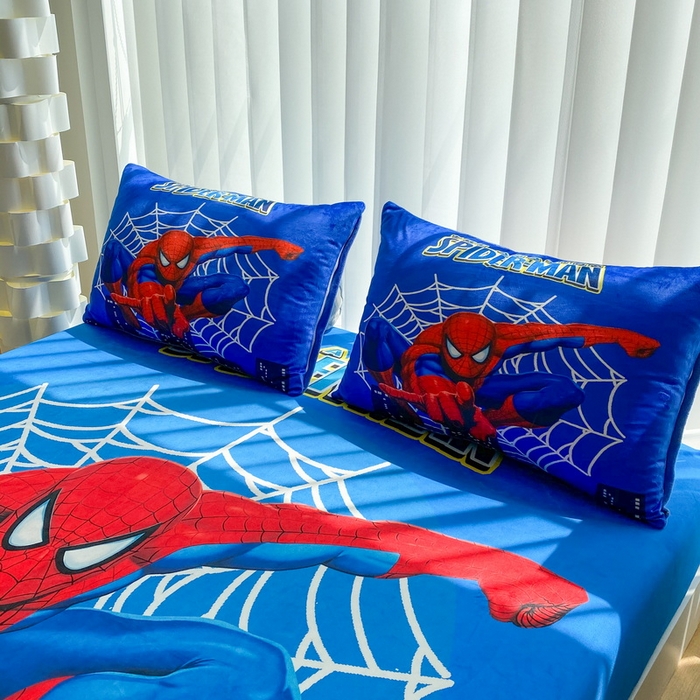 91家纺网 家纺一手货源 找家纺 一电 2025新款跨境电商床笠冬天德芙绒床笠单件加绒加厚绒床罩儿童学生宿舍床垫套床笠罩 蜘蛛侠