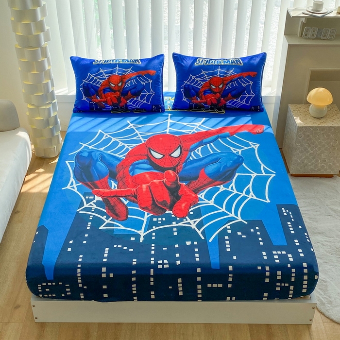 91家纺网 家纺一手货源 找家纺 一电 2025新款跨境电商床笠冬天德芙绒床笠单件加绒加厚绒床罩儿童学生宿舍床垫套床笠罩 蜘蛛侠