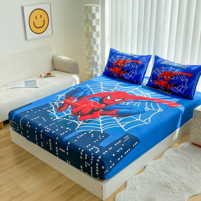 91家纺网 家纺一手货源 找家纺 一电 2025新款跨境电商床笠冬天德芙绒床笠单件加绒加厚绒床罩儿童学生宿舍床垫套床笠罩 蜘蛛侠