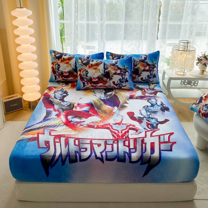 一电 2025新款卡通珊瑚绒床笠单件床罩冬季加厚牛奶绒床垫保护罩全包床单套-系列二 闪电奥特曼