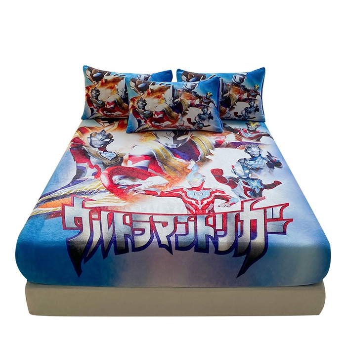 91家纺网 家纺一手货源 找家纺 一电 2025新款卡通珊瑚绒床笠单件床罩冬季加厚牛奶绒床垫保护罩全包床单套-系列二 闪电奥特曼