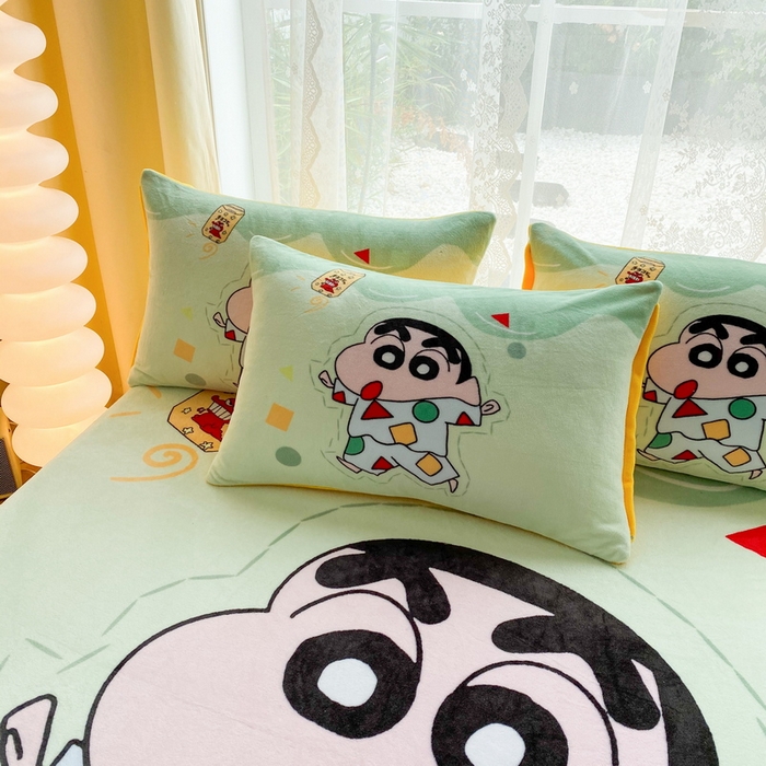 91家纺网 家纺一手货源 找家纺 一电 外贸2025新款卡通珊瑚绒床笠单件床罩冬季加厚牛奶绒床垫保护罩全包床单套 小新