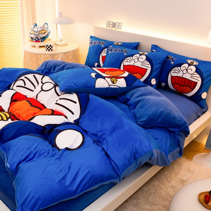 91家纺网 家纺一手货源 找家纺 一电 2025外贸跨境电商儿童卡通床上四件套亲肤牛奶绒学生三件床单被套加大珊瑚宝宝卡通 叮当快跑