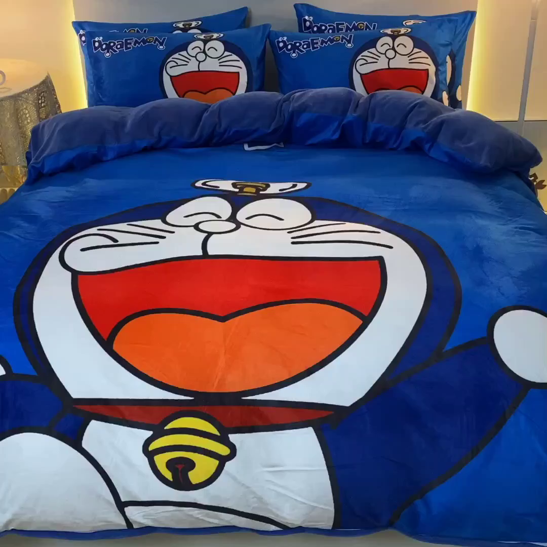 91家纺网 家纺一手货源 找家纺 一电 2025外贸跨境电商儿童卡通床上四件套亲肤牛奶绒学生三件床单被套加大珊瑚宝宝卡通 叮当快跑