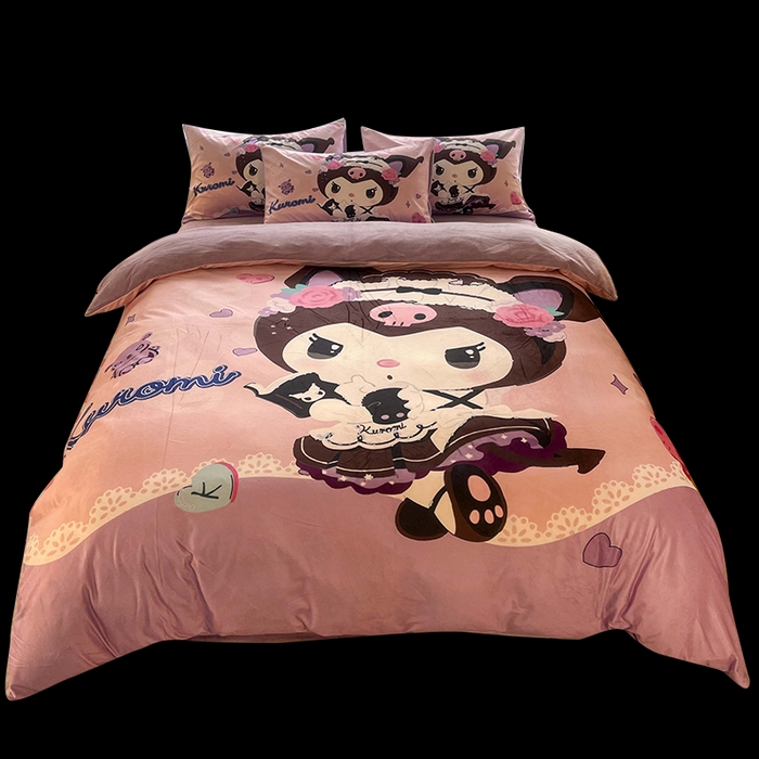 91家纺网 家纺一手货源 找家纺 一电 2025外贸跨境电商儿童卡通床上四件套亲肤牛奶绒学生三件床单被套加大珊瑚宝宝卡通 公主库洛米