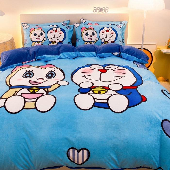 91家纺网 家纺一手货源 找家纺 一电 2025外贸跨境电商儿童卡通床上四件套亲肤牛奶绒学生三件床单被套加大珊瑚宝宝卡通 讲故事