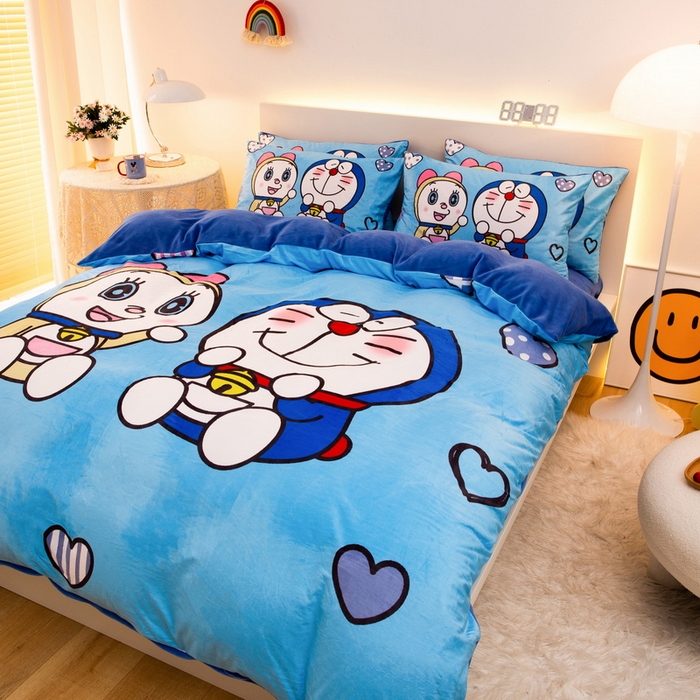 91家纺网 家纺一手货源 找家纺 一电 2025外贸跨境电商儿童卡通床上四件套亲肤牛奶绒学生三件床单被套加大珊瑚宝宝卡通 讲故事