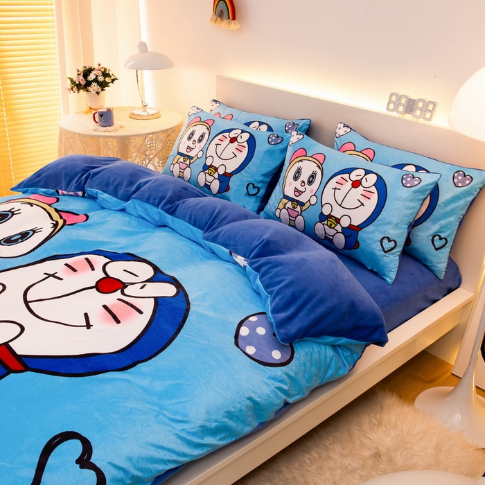 91家纺网 家纺一手货源 找家纺 一电 2025外贸跨境电商儿童卡通床上四件套亲肤牛奶绒学生三件床单被套加大珊瑚宝宝卡通 讲故事