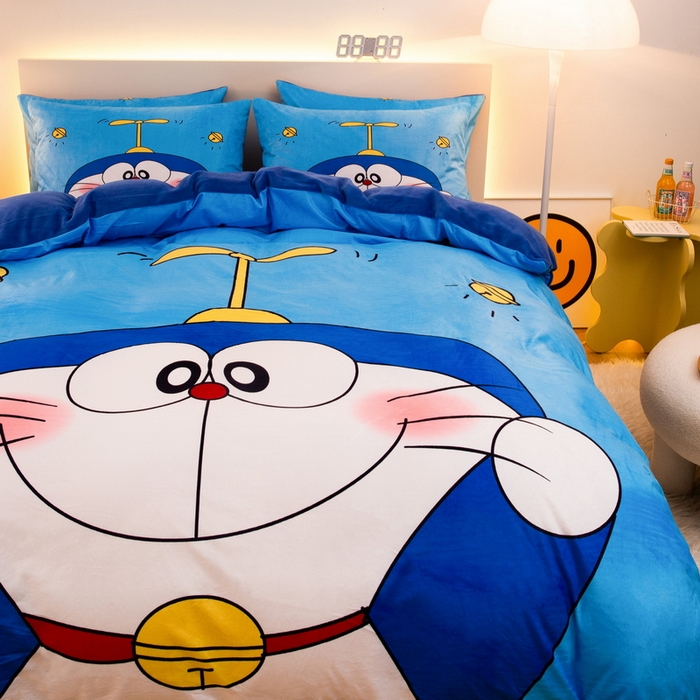 91家纺网 家纺一手货源 找家纺 一电 2025外贸跨境电商儿童卡通床上四件套亲肤牛奶绒学生三件床单被套加大珊瑚宝宝卡通 可爱叮当