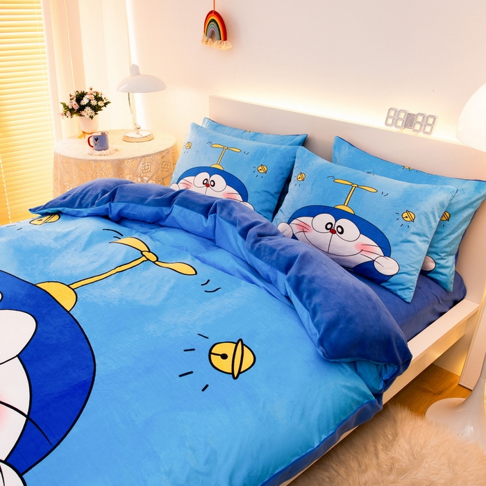 91家纺网 家纺一手货源 找家纺 一电 2025外贸跨境电商儿童卡通床上四件套亲肤牛奶绒学生三件床单被套加大珊瑚宝宝卡通 可爱叮当