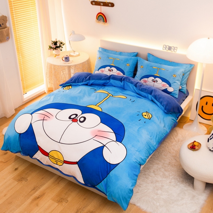 91家纺网 家纺一手货源 找家纺 一电 2025外贸跨境电商儿童卡通床上四件套亲肤牛奶绒学生三件床单被套加大珊瑚宝宝卡通 可爱叮当