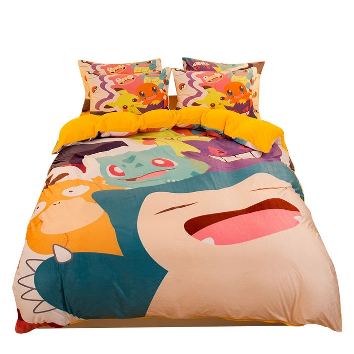 91家纺网 家纺一手货源 找家纺 一电 2025外贸跨境电商儿童卡通床上四件套亲肤牛奶绒学生三件床单被套加大珊瑚宝宝卡通 嘻嘻皮卡丘