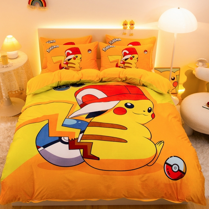 91家纺网 家纺一手货源 找家纺 一电 2025外贸跨境电商儿童卡通床上四件套亲肤牛奶绒学生三件床单被套加大珊瑚宝宝卡通 小红帽皮卡丘