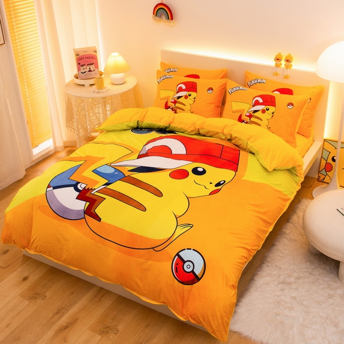 91家纺网 家纺一手货源 找家纺 一电 2025外贸跨境电商儿童卡通床上四件套亲肤牛奶绒学生三件床单被套加大珊瑚宝宝卡通 小红帽皮卡丘