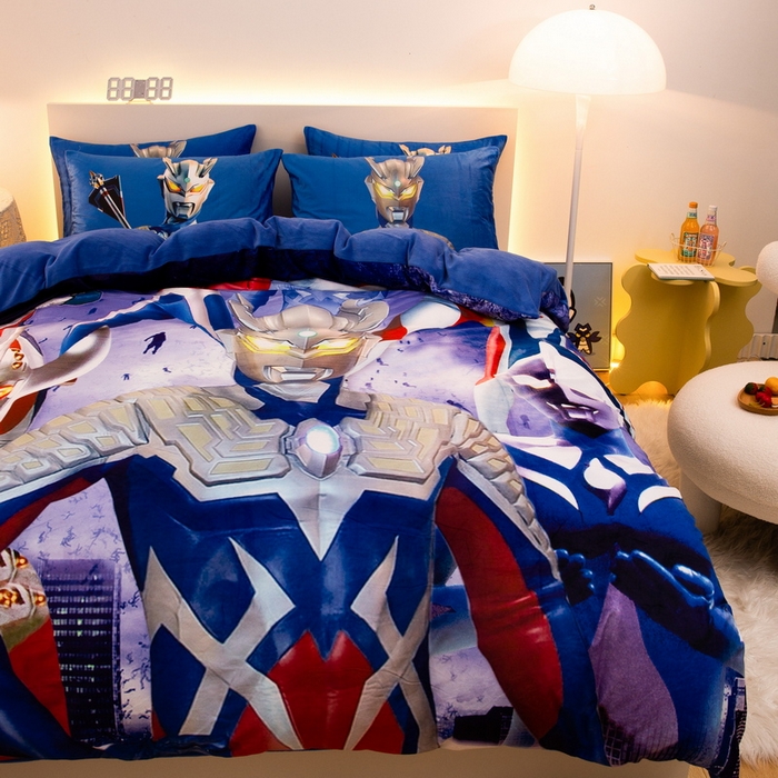 91家纺网 家纺一手货源 找家纺 一电 2025外贸跨境电商儿童卡通床上四件套亲肤牛奶绒学生三件床单被套加大珊瑚宝宝卡通2 奥特家族