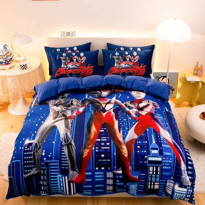 91家纺网 家纺一手货源 找家纺 一电 2025外贸跨境电商儿童卡通床上四件套亲肤牛奶绒学生三件床单被套加大珊瑚宝宝卡通2 奥特归来