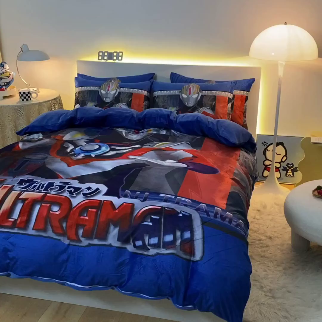 91家纺网 家纺一手货源 找家纺 一电 2025外贸跨境电商儿童卡通床上四件套亲肤牛奶绒学生三件床单被套加大珊瑚宝宝卡通2 欧布