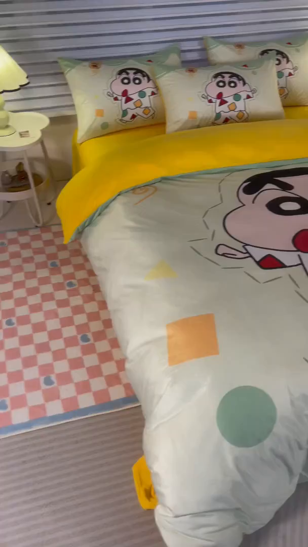 91家纺网 家纺一手货源 找家纺 一电 2025外贸跨境电商儿童卡通床上四件套亲肤牛奶绒学生三件床单被套加大珊瑚宝宝卡通 小新