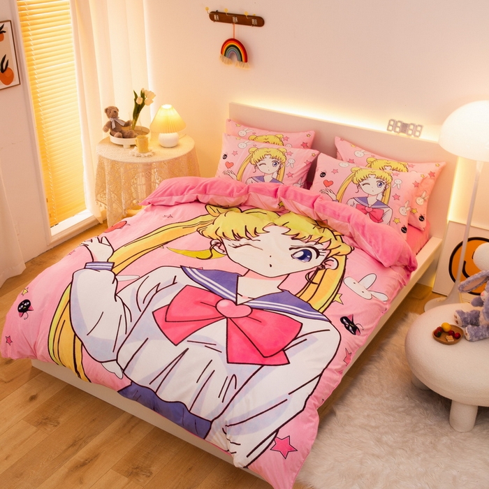 91家纺网 家纺一手货源 找家纺 （总）一电 2025外贸跨境电商儿童卡通床上四件套亲肤牛奶绒学生三件床单被套加大珊瑚宝宝卡通单被套