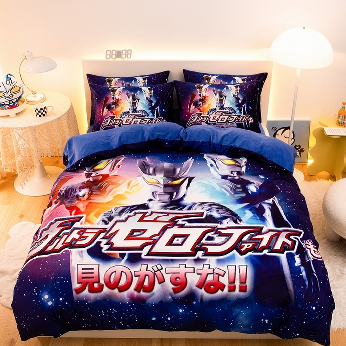 91家纺网 家纺一手货源 找家纺 一电 2025外贸跨境电商儿童卡通床上四件套亲肤牛奶绒学生三件床单被套加大珊瑚宝宝卡通单被套2 赛罗