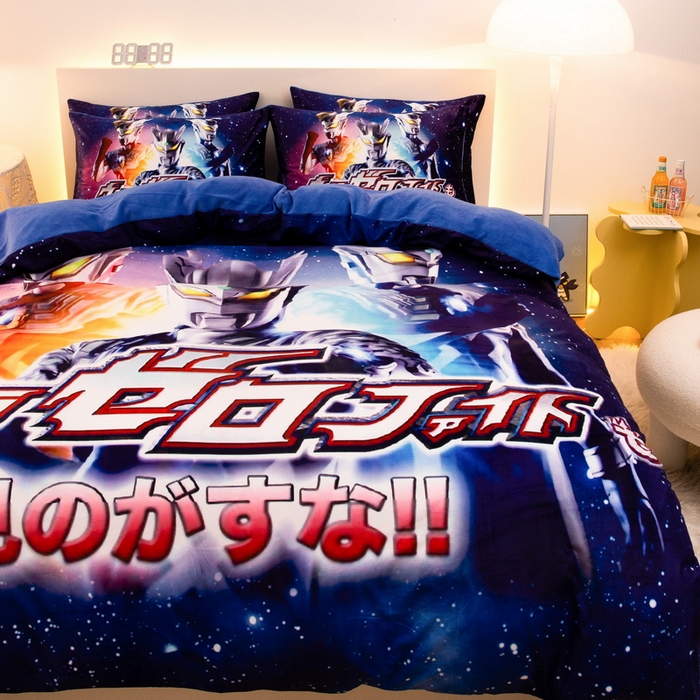 91家纺网 家纺一手货源 找家纺 一电 2025外贸跨境电商儿童卡通床上四件套亲肤牛奶绒学生三件床单被套加大珊瑚宝宝卡通单被套2 赛罗