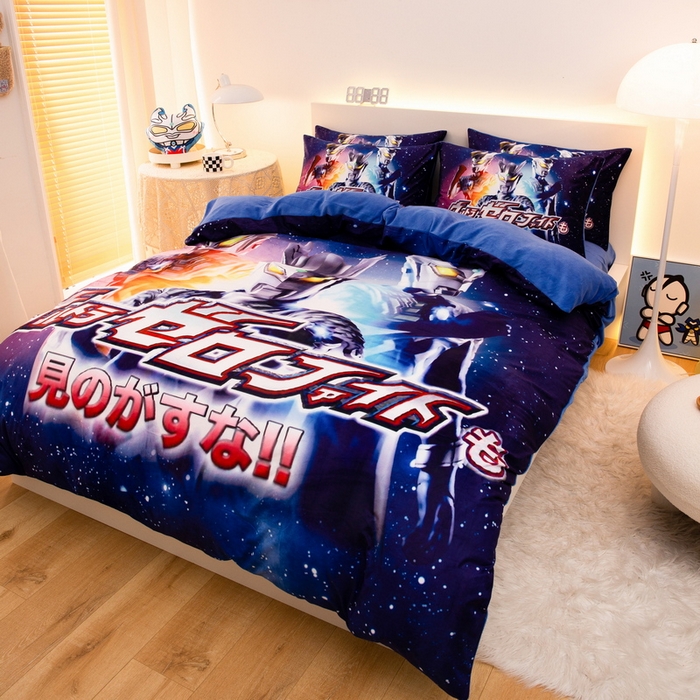 91家纺网 家纺一手货源 找家纺 一电 2025外贸跨境电商儿童卡通床上四件套亲肤牛奶绒学生三件床单被套加大珊瑚宝宝卡通单被套2 赛罗