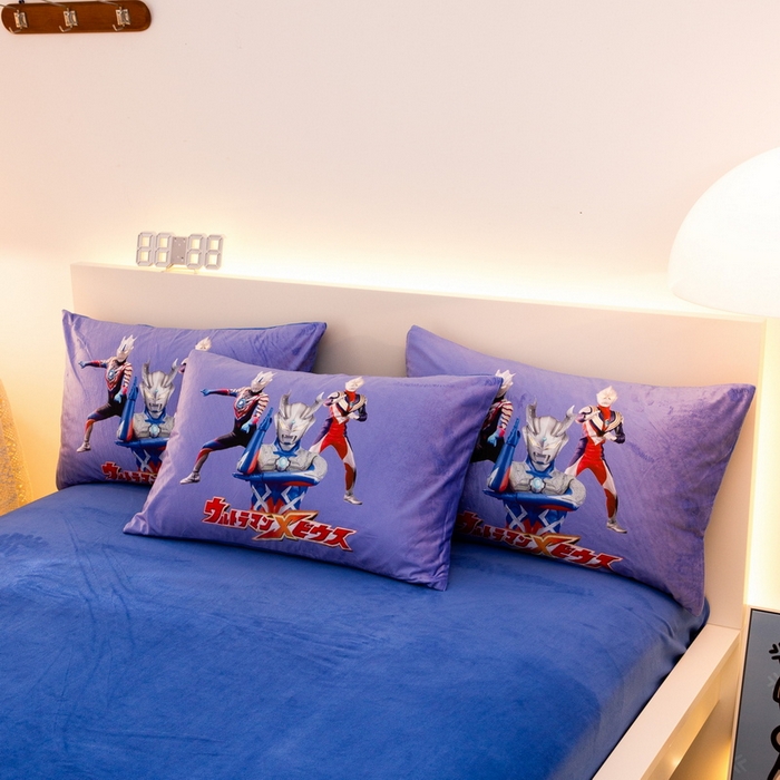 91家纺网 家纺一手货源 找家纺 一电 2025外贸跨境电商儿童卡通床上四件套亲肤牛奶绒学生三件床单被套加大珊瑚宝宝卡通单被套2 奥特警卫队