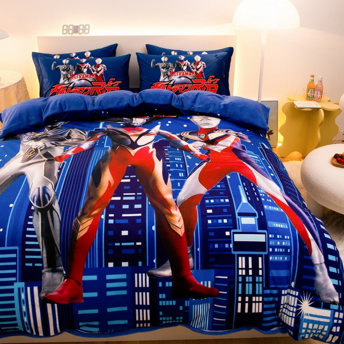 91家纺网 家纺一手货源 找家纺 一电 2025外贸跨境电商儿童卡通床上四件套亲肤牛奶绒学生三件床单被套加大珊瑚宝宝卡通单被套2 奥特归来