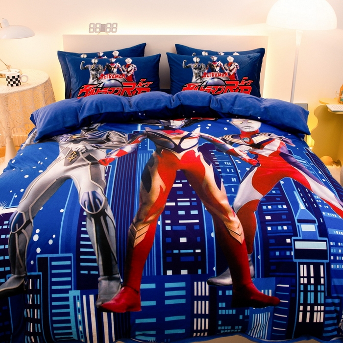 91家纺网 家纺一手货源 找家纺 一电 2025外贸跨境电商儿童卡通床上四件套亲肤牛奶绒学生三件床单被套加大珊瑚宝宝卡通单被套2 奥特归来