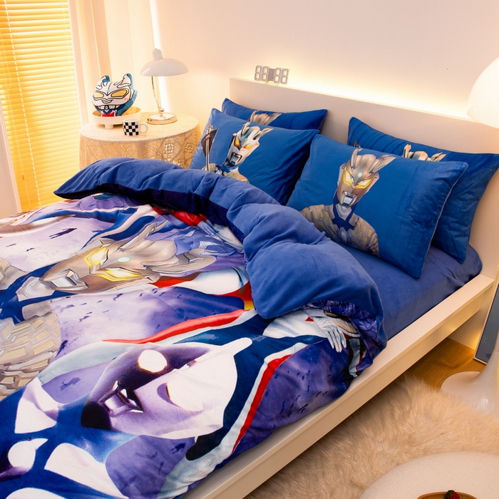 91家纺网 家纺一手货源 找家纺 一电 2025外贸跨境电商儿童卡通床上四件套亲肤牛奶绒学生三件床单被套加大珊瑚宝宝卡通单被套2 奥特家族