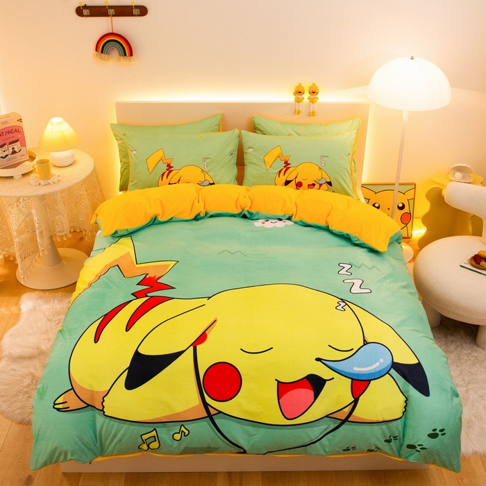 91家纺网 家纺一手货源 找家纺 （总）一电 2025外贸跨境电商儿童卡通床上四件套亲肤牛奶绒学生三件床单被套加大珊瑚宝宝卡通单被套