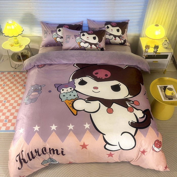 91家纺网 家纺一手货源 找家纺 （总）一电 2025外贸跨境电商儿童卡通床上四件套亲肤牛奶绒学生三件床单被套加大珊瑚宝宝卡通单被套