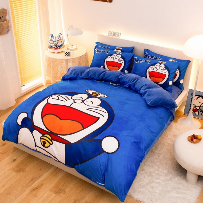 91家纺网 家纺一手货源 找家纺 一电 2025外贸跨境电商儿童卡通床上四件套亲肤牛奶绒学生三件床单被套加大珊瑚宝宝卡通单被套 叮当快跑