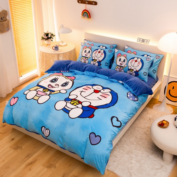 91家纺网 家纺一手货源 找家纺 一电 2025外贸跨境电商儿童卡通床上四件套亲肤牛奶绒学生三件床单被套加大珊瑚宝宝卡通单被套 讲故事