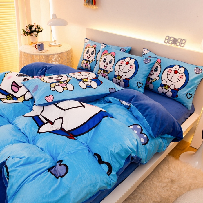 91家纺网 家纺一手货源 找家纺 一电 2025外贸跨境电商儿童卡通床上四件套亲肤牛奶绒学生三件床单被套加大珊瑚宝宝卡通单被套 讲故事