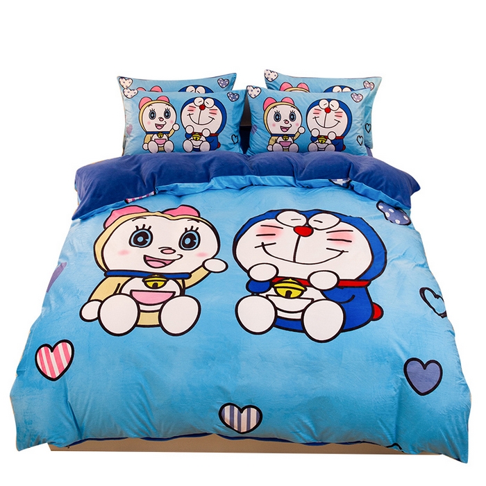 91家纺网 家纺一手货源 找家纺 一电 2025外贸跨境电商儿童卡通床上四件套亲肤牛奶绒学生三件床单被套加大珊瑚宝宝卡通单被套 讲故事