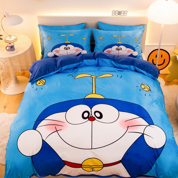 91家纺网 家纺一手货源 找家纺 一电 2025外贸跨境电商儿童卡通床上四件套亲肤牛奶绒学生三件床单被套加大珊瑚宝宝卡通单被套 可爱叮当