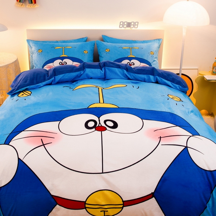 91家纺网 家纺一手货源 找家纺 一电 2025外贸跨境电商儿童卡通床上四件套亲肤牛奶绒学生三件床单被套加大珊瑚宝宝卡通单被套 可爱叮当