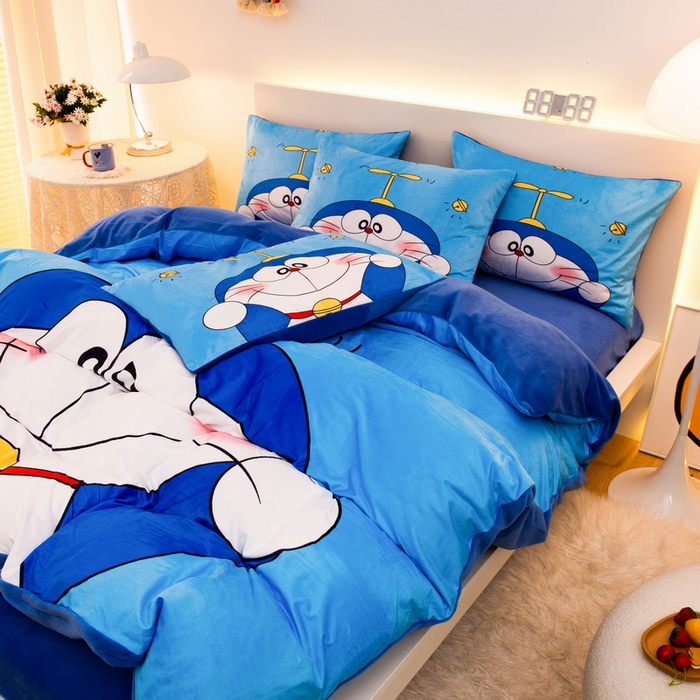 91家纺网 家纺一手货源 找家纺 一电 2025外贸跨境电商儿童卡通床上四件套亲肤牛奶绒学生三件床单被套加大珊瑚宝宝卡通单被套 可爱叮当