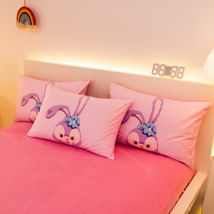 91家纺网 家纺一手货源 找家纺 一电 2025外贸跨境电商儿童卡通床上四件套亲肤牛奶绒学生三件床单被套加大珊瑚宝宝卡通单被套 可爱星黛露