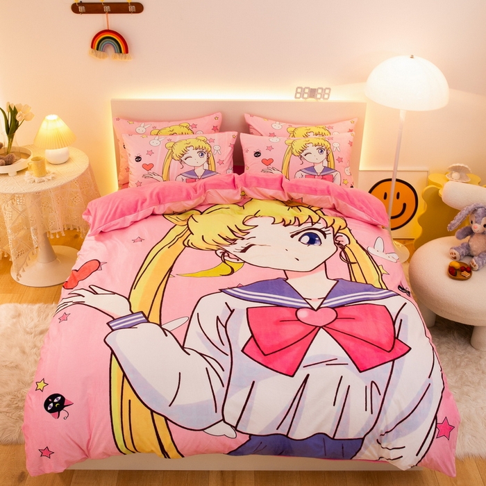 91家纺网 家纺一手货源 找家纺 （总）一电 2025外贸跨境电商儿童卡通床上四件套亲肤牛奶绒学生三件床单被套加大珊瑚宝宝卡通3