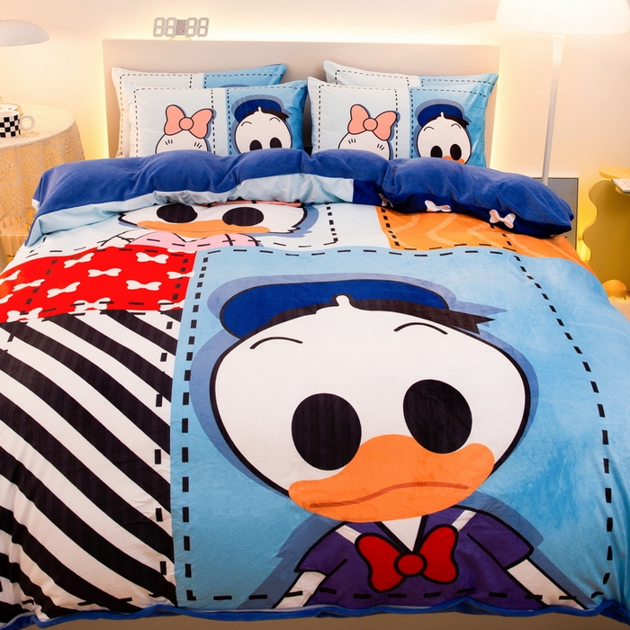 91家纺网 家纺一手货源 找家纺 一电 2025外贸跨境电商儿童卡通床上四件套亲肤牛奶绒学生三件床单被套加大珊瑚宝宝卡通单被套 上课