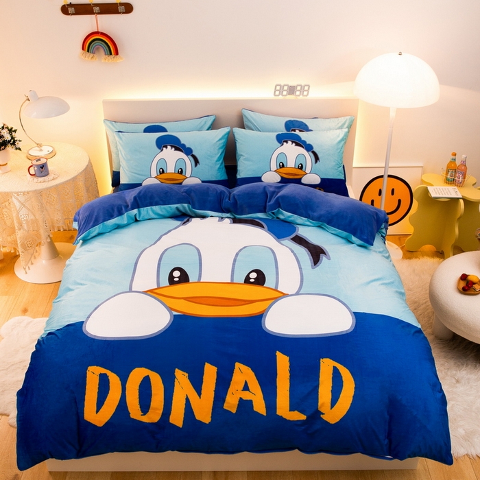 91家纺网 家纺一手货源 找家纺 （总）一电 2025外贸跨境电商儿童卡通床上四件套亲肤牛奶绒学生三件床单被套加大珊瑚宝宝卡通3