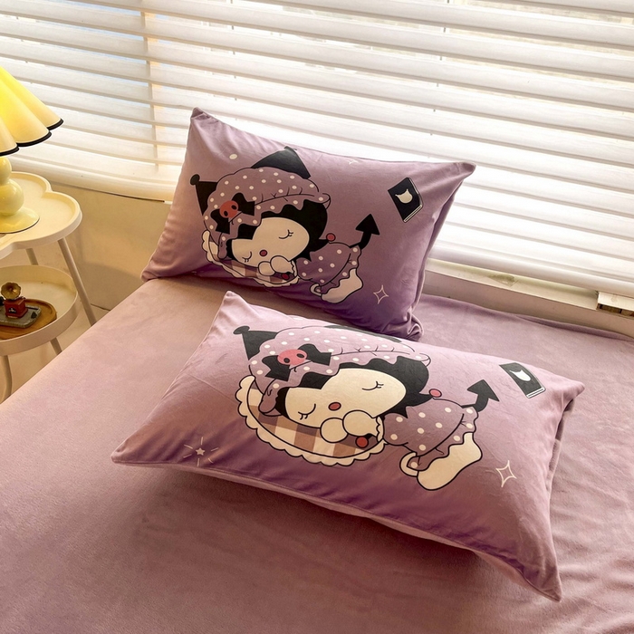 91家纺网 家纺一手货源 找家纺 一电 2025外贸跨境电商儿童卡通床上四件套亲肤牛奶绒学生三件床单被套加大珊瑚宝宝卡通单被套 睡觉公主